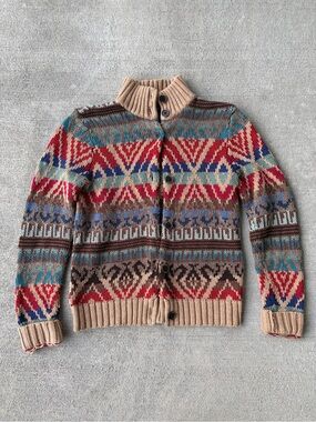 Polo Ralph Lauren Aztec southwestern tribal print cardigan knit sweater jumper